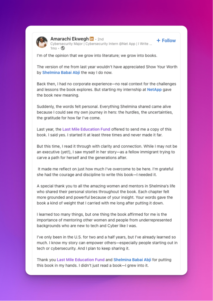 screenshot of a linkedin post